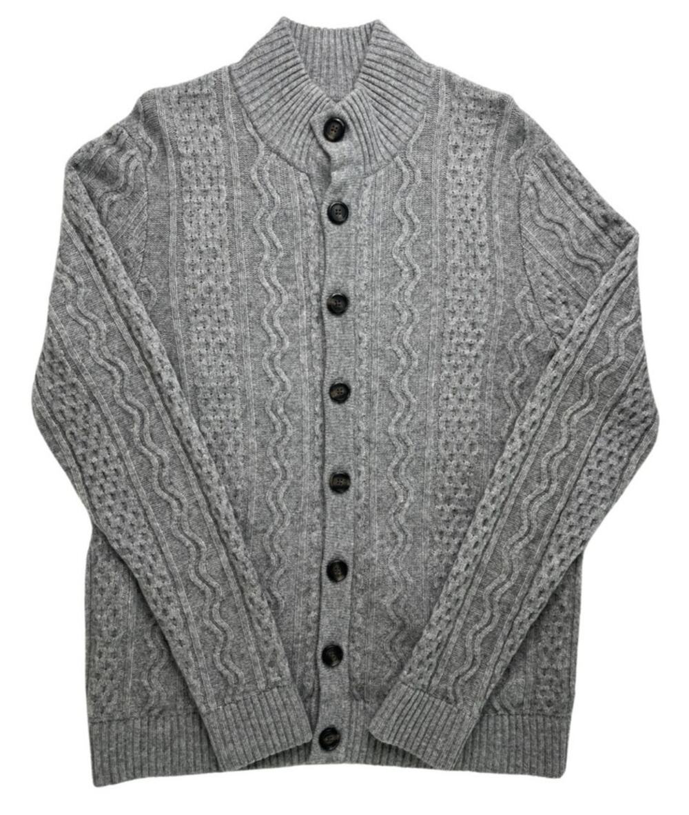 5-30 QI CASHMERE NWT Men's Mock Neck Sweater Gray Wool Cashmere Medium